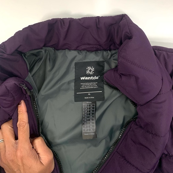 Wantdo Girl's Lightweight Winter Puffer Jacket Hooded  Snow Ski Jacket Purple L - Picture 3 of 6